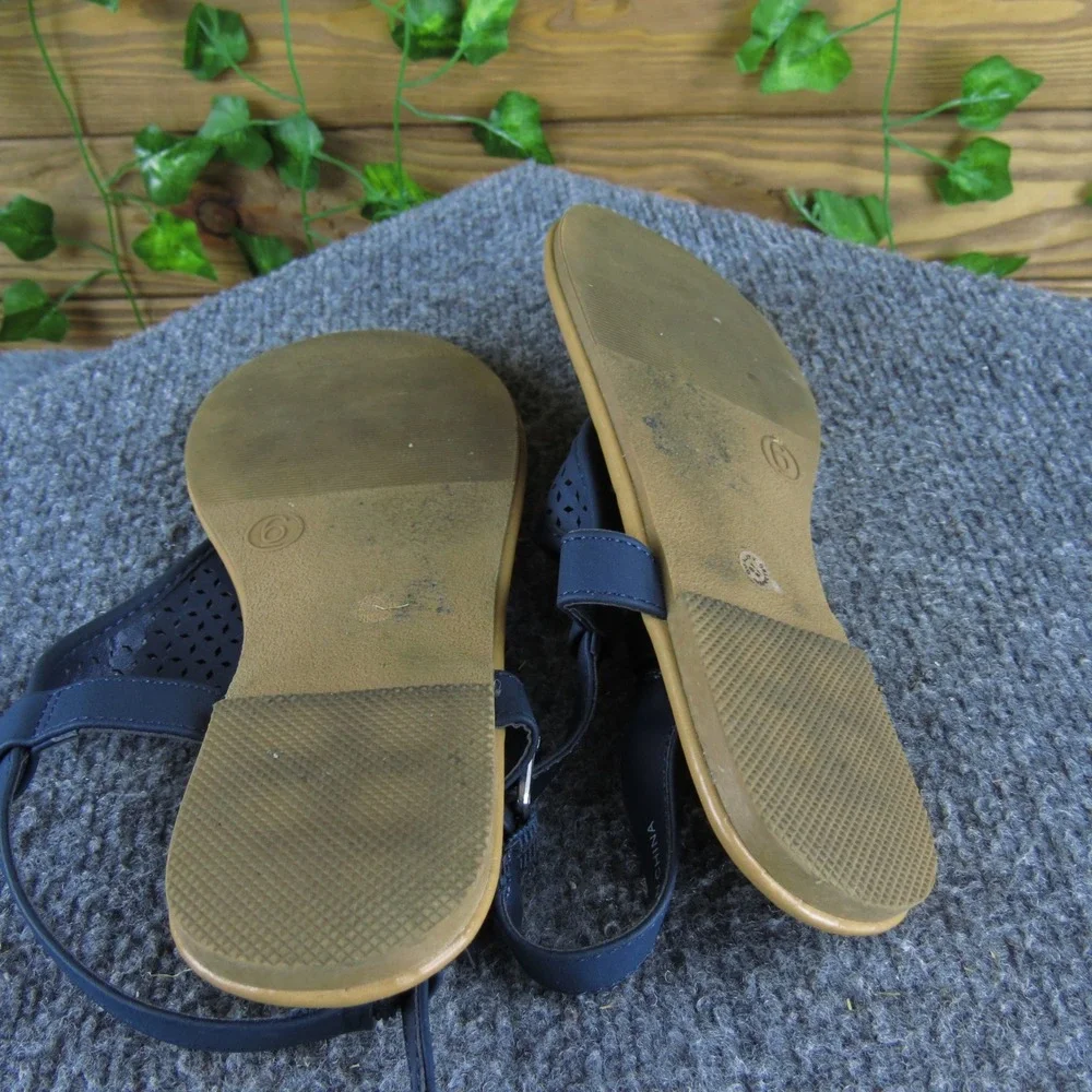 A.N.A Sabrina Women 6 Blue Synthetic Thong‎ Sandals Casual Comfortable